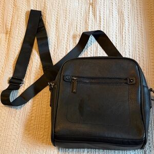 Black Leather Men's Crossbody Bag